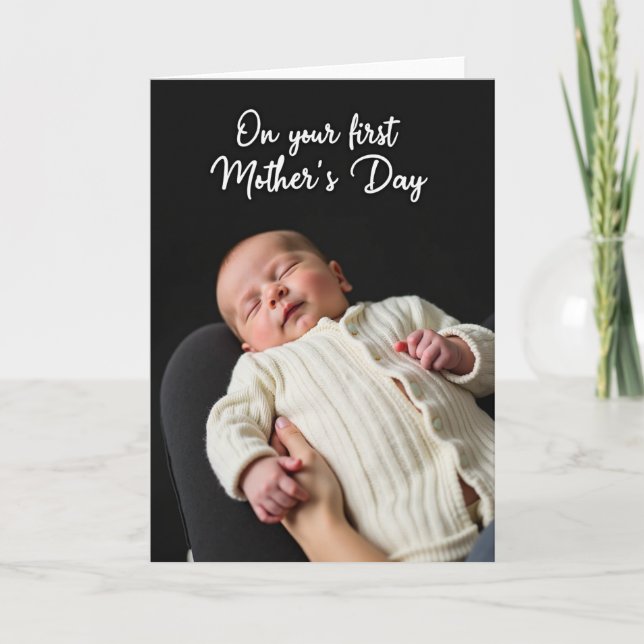 First Mothers Day Sleepy Baby Card (Front)