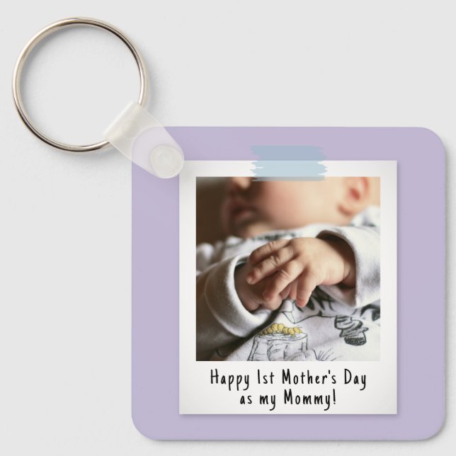 First Mother's Day Snapshot Style Photo Keepsake Keychain (Front)