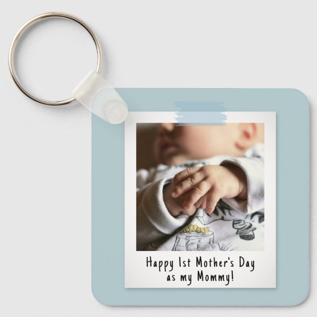 First Mother's Day Snapshot Style Photo Keepsake Keychain (Front)