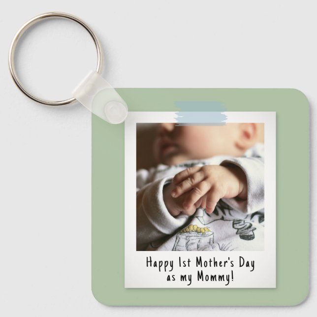 First Mother's Day Snapshot Style Photo Keepsake Keychain (Front)