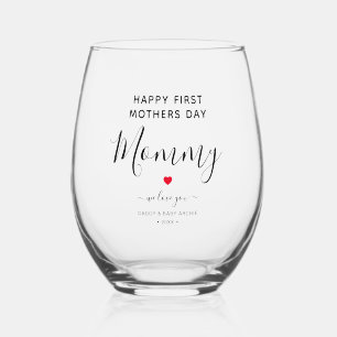 First Mothers Day Stemless Wine Glass