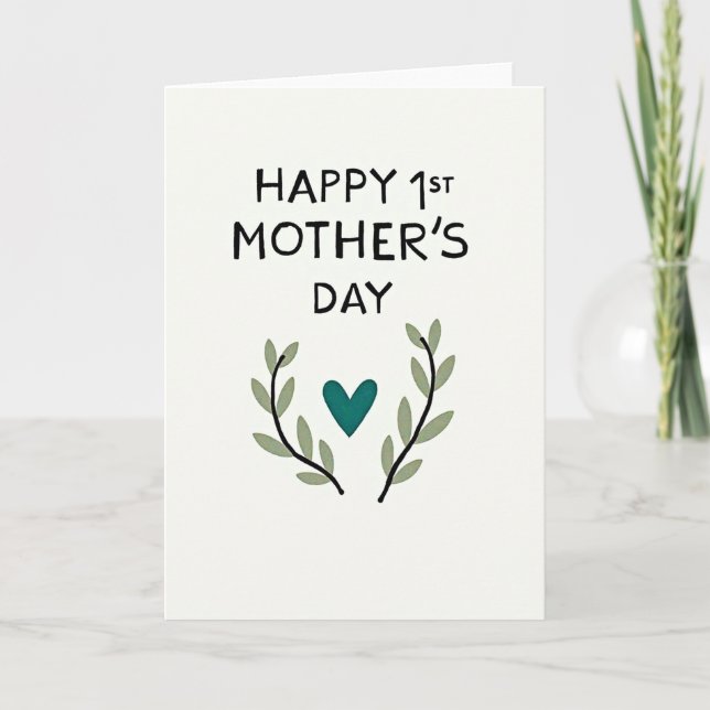 First Mothers Day Teal Heart Card (Front)