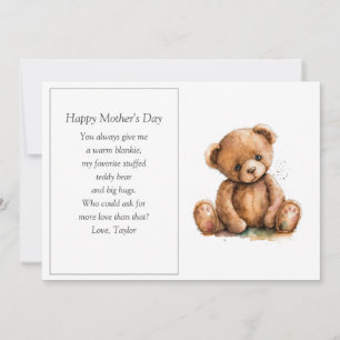 First Mother's Day Teddy Bear Mother's Day Holiday Card