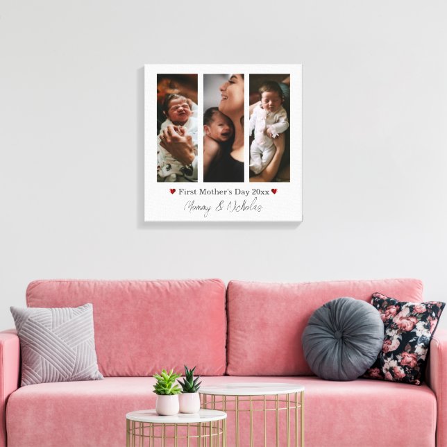 First Mother's Day Three Photo Collage  Canvas Print (Insitu(LivingRoom))
