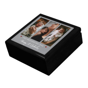 First Mother's Day Three Photo Collage Gray Gift Box