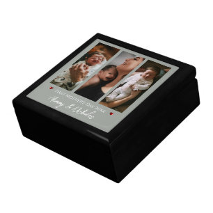 First Mother's Day Three Photo Collage Sage Green Gift Box