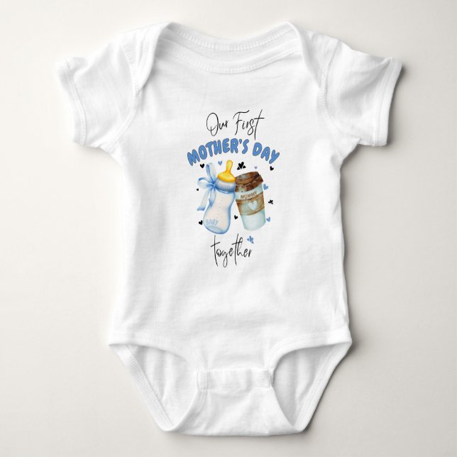 First Mothers Day Together / Blue Matching outfit Baby Bodysuit (Front)