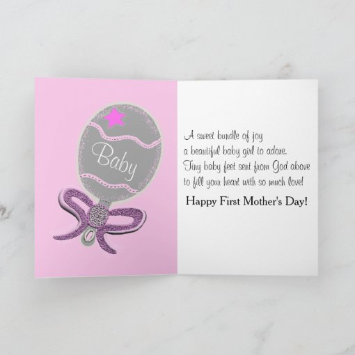 First Mother's Day with Message Baby Girl Card | Zazzle