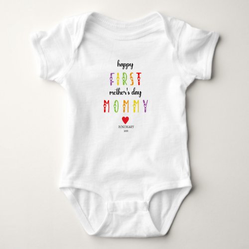  First Mothers Day with Personalised Baby suite  Baby Bodysuit
