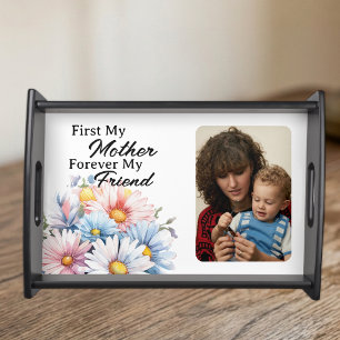 First my mother 1 photo flowers white serving tray