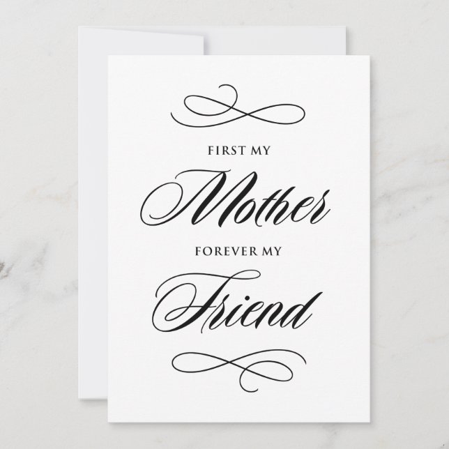 First My Mother Forever My Friend Script | Blush Thank You Card (Front)
