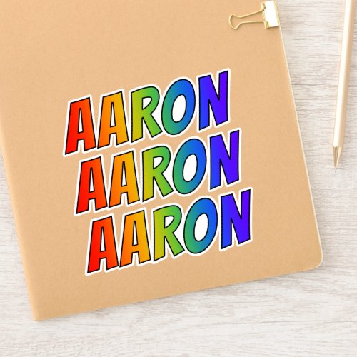 First Name AARON w Fun Rainbow Coloring Sticker