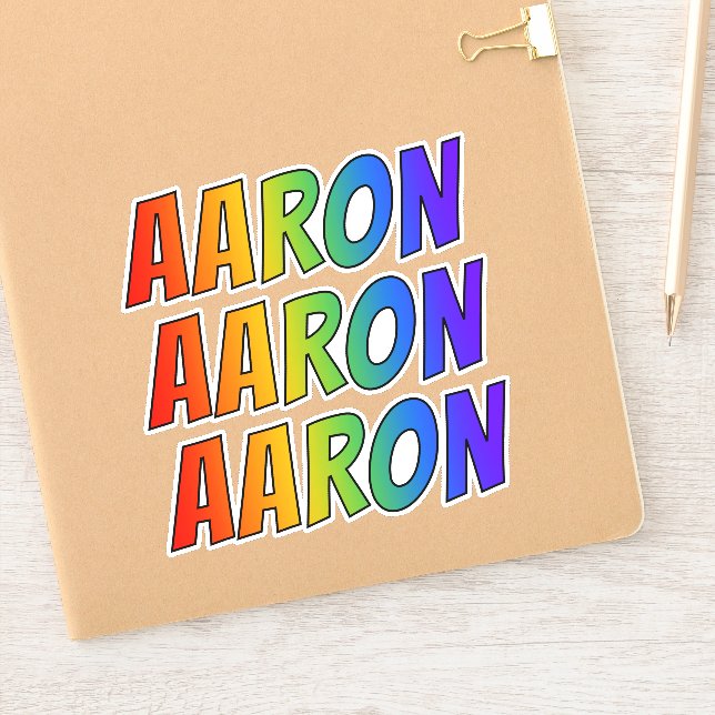 First Name "AARON" w/ Fun Rainbow Coloring Sticker (Notebook)