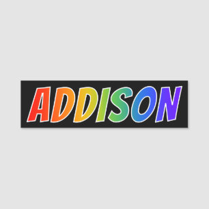 First Name "ADDISON": Fun Rainbow Coloring Name Tag