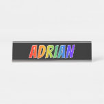 [ Thumbnail: First Name "Adrian": Fun Rainbow Coloring Desk Name Plate ]
