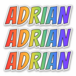 First Name "ADRIAN" w/ Fun Rainbow Coloring Sticker