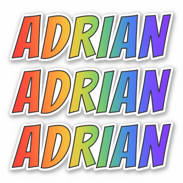 First Name "ADRIAN" w/ Fun Rainbow Coloring Sticker (Front)