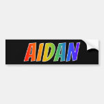 [ Thumbnail: First Name "Aidan": Fun Rainbow Coloring Bumper Sticker ]