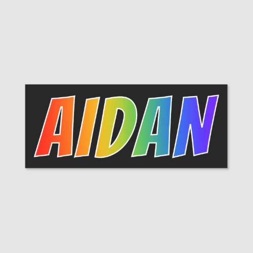 First Name AIDAN Fun Rainbow Coloring Name Tag