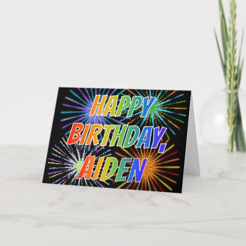 First Name AIDEN Fun HAPPY BIRTHDAY Card