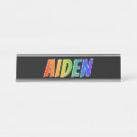 [ Thumbnail: First Name "Aiden": Fun Rainbow Coloring Desk Name Plate ]