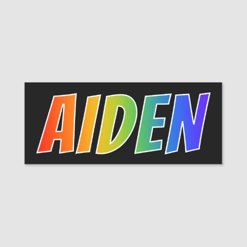 First Name AIDEN Fun Rainbow Coloring Name Tag