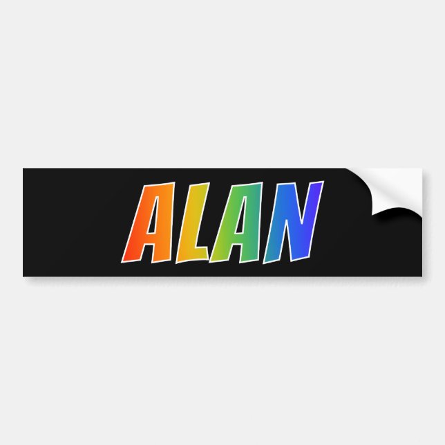 First Name "ALAN": Fun Rainbow Coloring Bumper Sticker (Front)