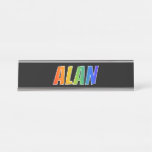 [ Thumbnail: First Name "Alan": Fun Rainbow Coloring Desk Name Plate ]