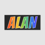 [ Thumbnail: First Name "Alan": Fun Rainbow Coloring Name Tag ]