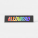 [ Thumbnail: First Name "Alejandro": Fun Rainbow Coloring Desk Name Plate ]