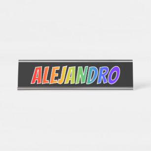 First Name "ALEJANDRO": Fun Rainbow Coloring Desk Name Plate