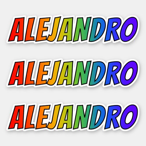 First Name ALEJANDRO w Fun Rainbow Coloring Sticker