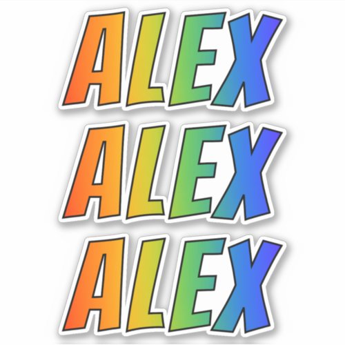 First Name ALEX w Fun Rainbow Coloring Sticker