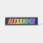 [ Thumbnail: First Name "Alexander": Fun Rainbow Coloring Desk Name Plate ]