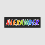 [ Thumbnail: First Name "Alexander": Fun Rainbow Coloring Name Tag ]