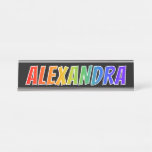 [ Thumbnail: First Name "Alexandra": Fun Rainbow Coloring Desk Name Plate ]