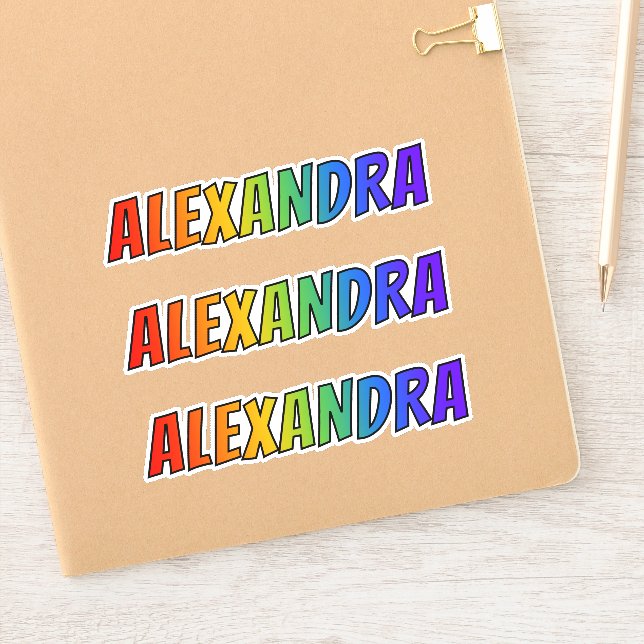 First Name "ALEXANDRA" w/ Fun Rainbow Coloring Sticker (Notebook)
