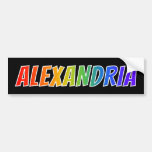 [ Thumbnail: First Name "Alexandria": Fun Rainbow Coloring Bumper Sticker ]