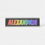 [ Thumbnail: First Name "Alexandria": Fun Rainbow Coloring Desk Name Plate ]