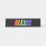 [ Thumbnail: First Name "Alexis": Fun Rainbow Coloring Desk Name Plate ]