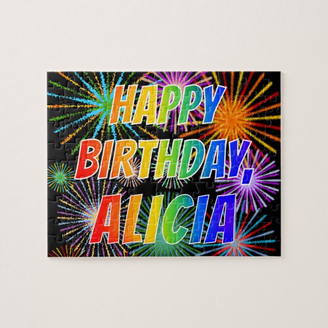 First Name "ALICIA", Fun "HAPPY BIRTHDAY" Jigsaw Puzzle (Horizontal)