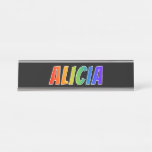[ Thumbnail: First Name "Alicia": Fun Rainbow Coloring Desk Name Plate ]