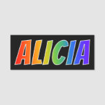 [ Thumbnail: First Name "Alicia": Fun Rainbow Coloring Name Tag ]