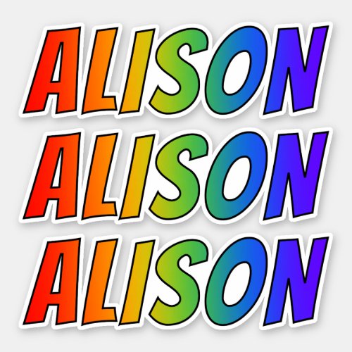 First Name ALISON w Fun Rainbow Coloring Sticker