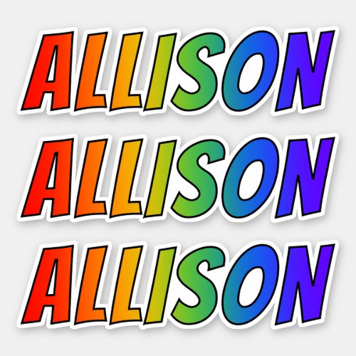 First Name ALLISON w Fun Rainbow Coloring Sticker