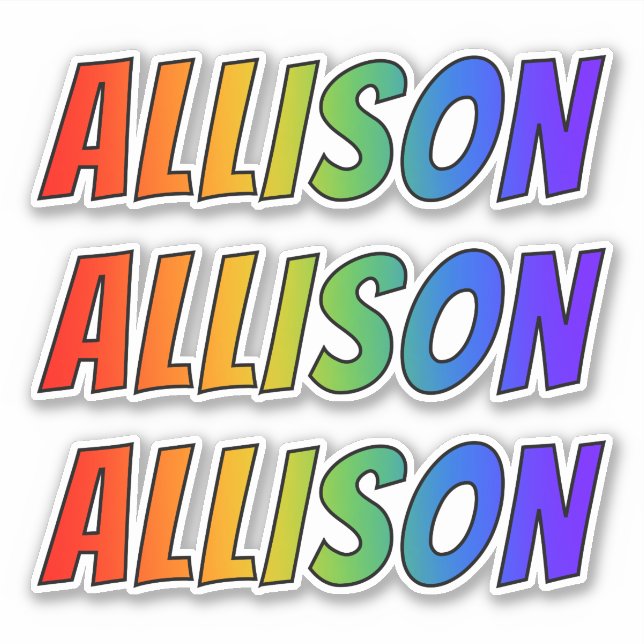 First Name "ALLISON" w/ Fun Rainbow Coloring Sticker (Front)