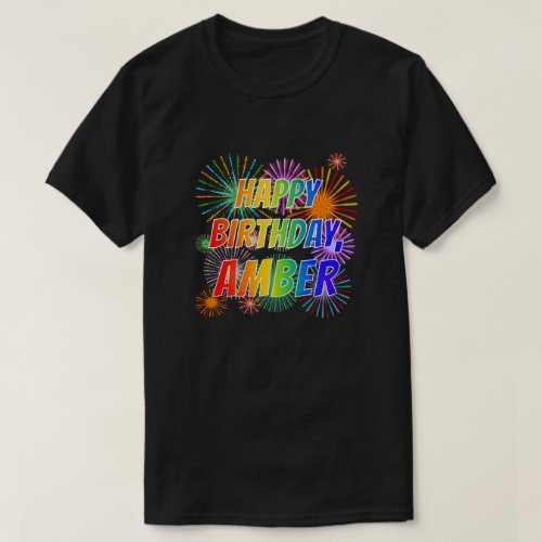 First Name AMBER Fun HAPPY BIRTHDAY T_Shirt