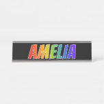 [ Thumbnail: First Name "Amelia": Fun Rainbow Coloring Desk Name Plate ]