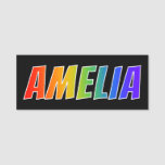 [ Thumbnail: First Name "Amelia": Fun Rainbow Coloring Name Tag ]
