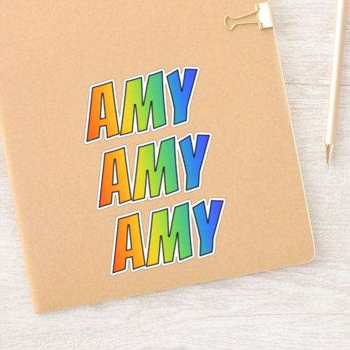 First Name AMY w Fun Rainbow Coloring Sticker